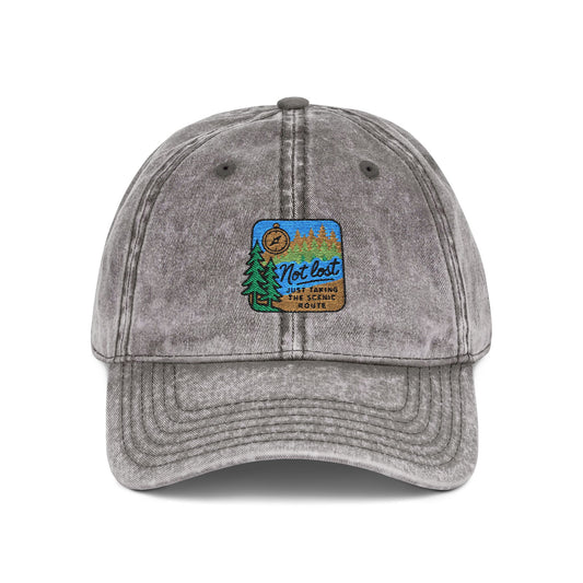I'm Not Lost. I'm Taking the Scenic Route. Vintage Wash Dad Hat